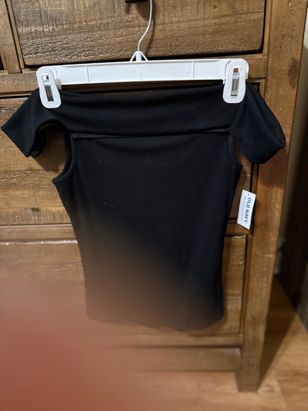 Old Navy Black Ribbed Off-Shoulder Tank Top - Picture 2 of 5